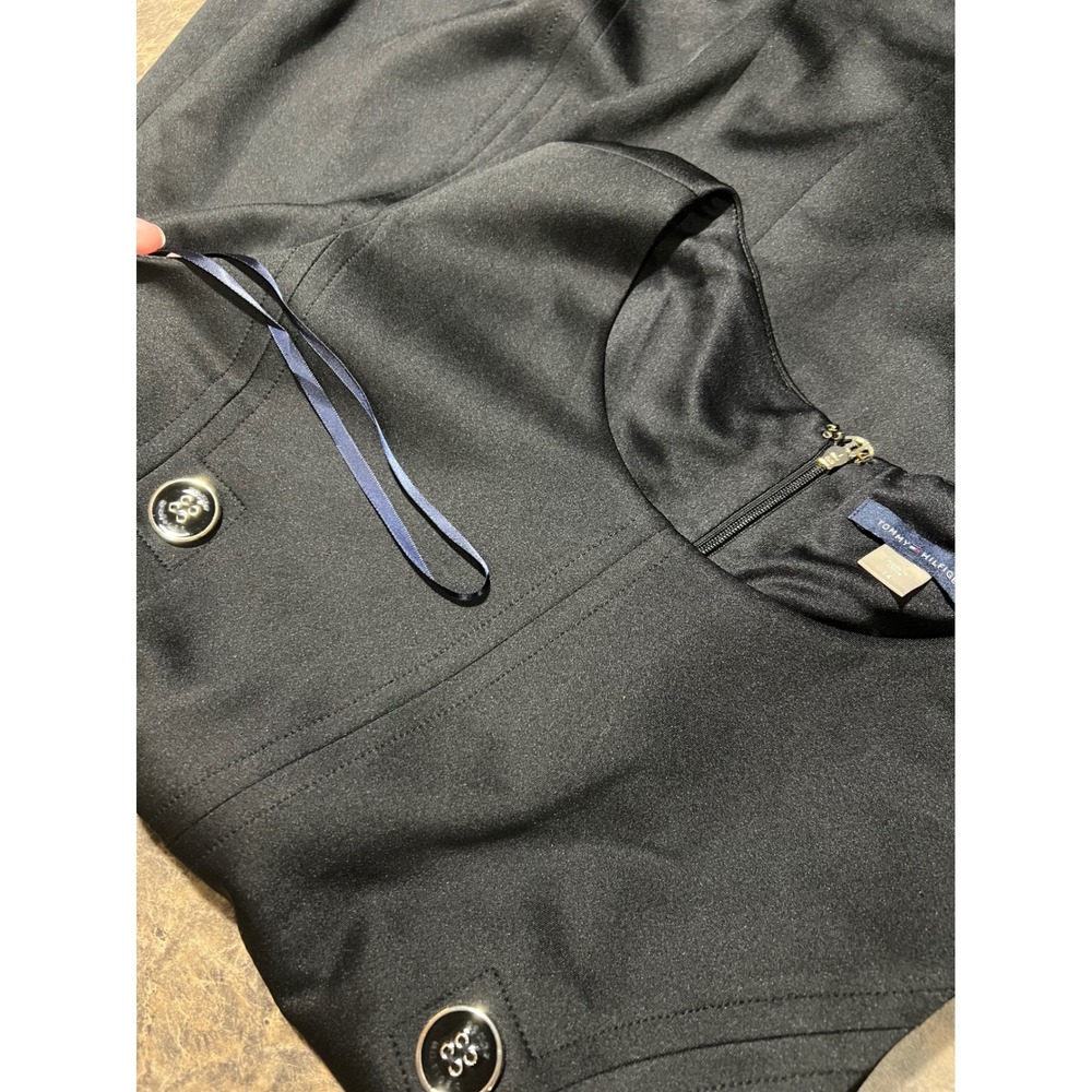 Tommy Hilfiger Black Sleeveless Fit & Flare Dress Button Detail 14 nautical - Picture 6 of 8